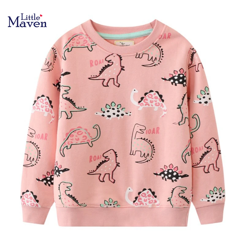 Little maven Korean Children's Clothing 2023 Autumn/winter Baby Girls Sweatshirts Dinosaur Girls Clothes Children's Clothing