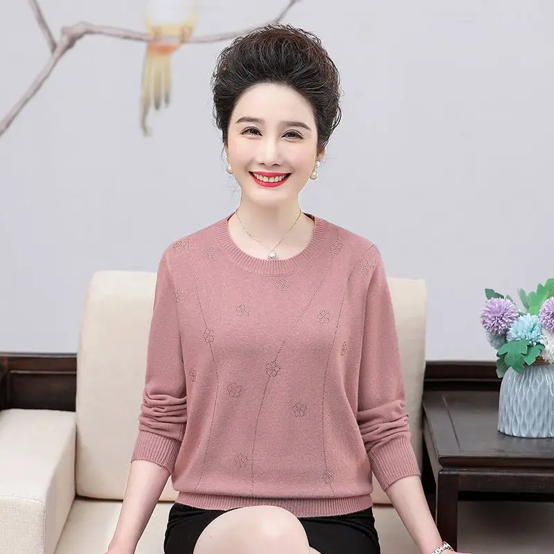 Trui Dames Trends 2025, losse gebreide trui met lange mouwen, moeder van middelbare leeftijd, trui, blouse, lente herfst, vrouwelijke kleding