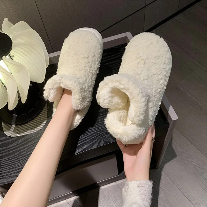 2024 New Furry Women Non Slip Shoes Warm Plush Winter Shoes Soft Female Indoor Slippers with Fur Boots Wholesale Dropshipping