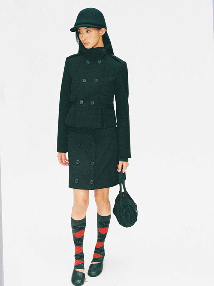 

Утепленное шерстяное пальто Doears с пуговицами, повседневное, женское, зимняя коллекция, приталенное, верхняя одежда для женщин