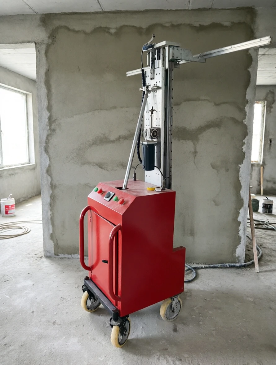 Sand Mortar Render Equipment Wheeled Mobile Auto Leveling Design Villa Interior Base Wall Plaster Construction Machinery