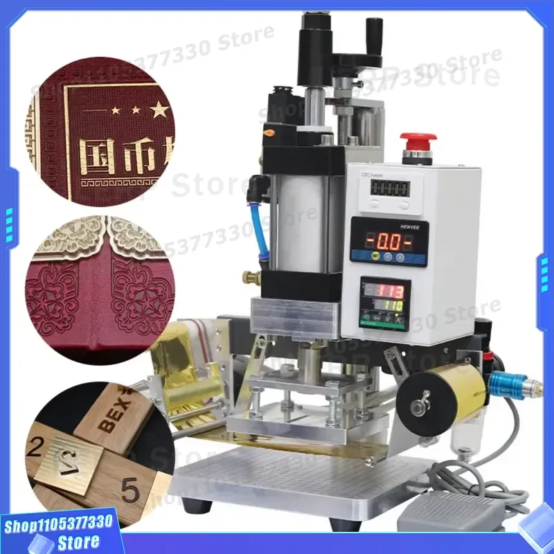 Mini Hot Press Machine Automatic Foil Feeding for DIY Logo Imprinting Portable Heat Transfer Device for Custom Branding on