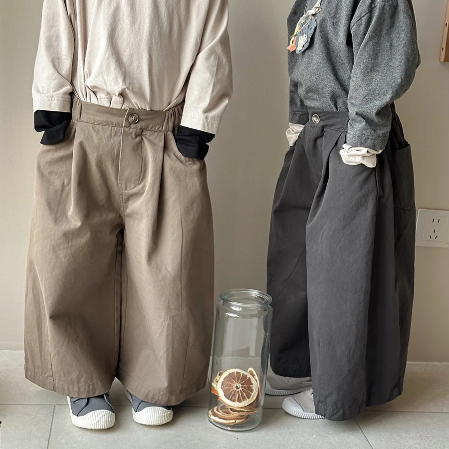 

2025 Children's Autumn New Straight-leg Pants Loose Suit Pants Wide-leg Pants