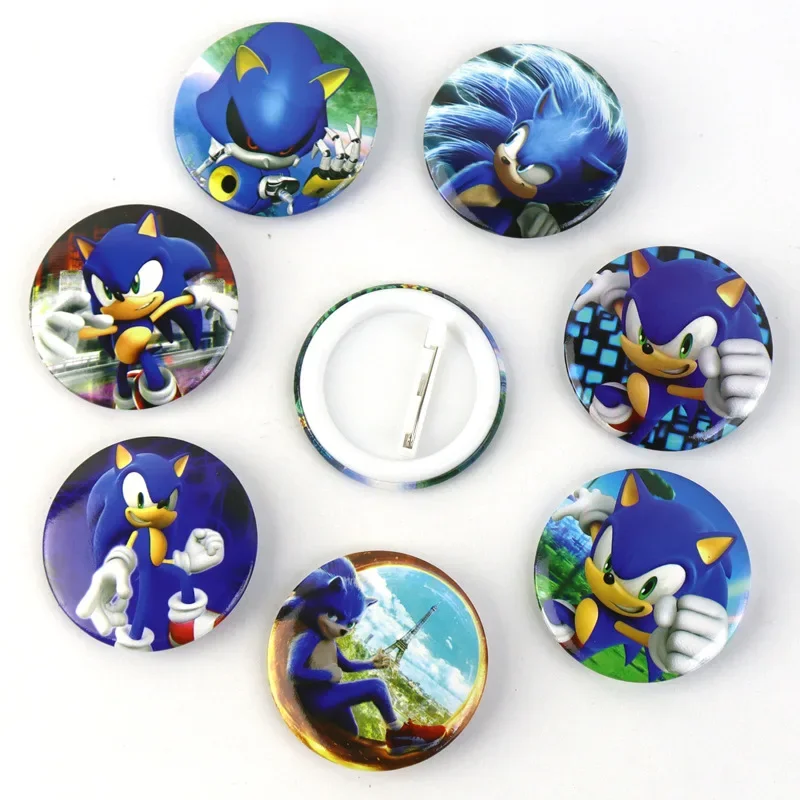 Anime Sonices Tinplate Badge Cartoon Metal Brooch Children\'s Birthday Party Gift Friends Classmates Cool Toys High-quality