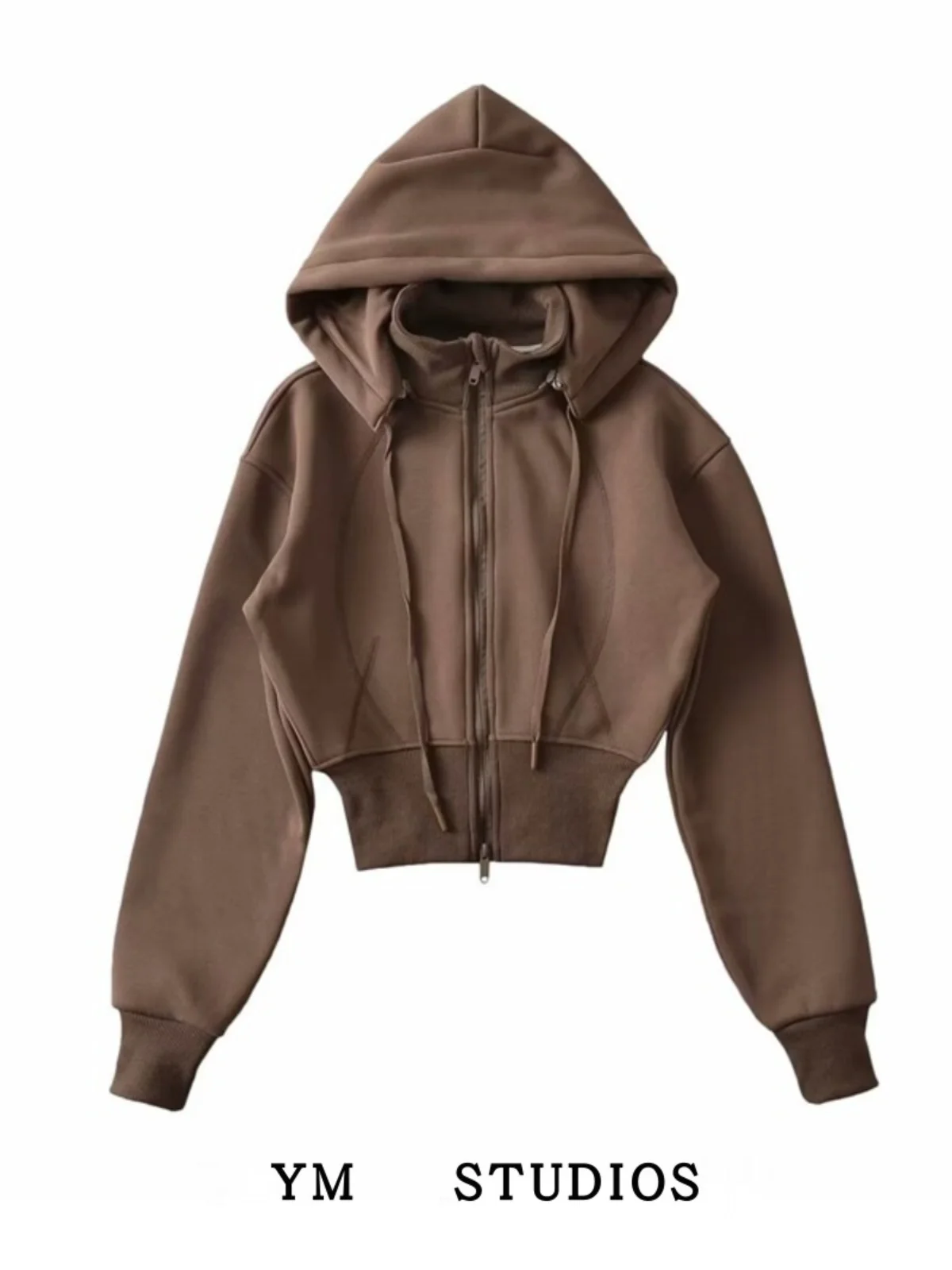 Damska bluza z odpinanym kapturem Lulu High Waist, stylizowana na kurtkę, w stylu Spicy Girl, słodka, zapinana na zamek, długa kurtka.