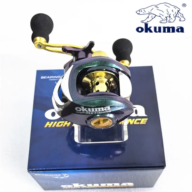 OKUMA Metal Wire Cup Chameleon Droplet Wheel 10KGMax Dragon Bait Reel Dual Brake 7+1 BB High Speed Fishing Reel