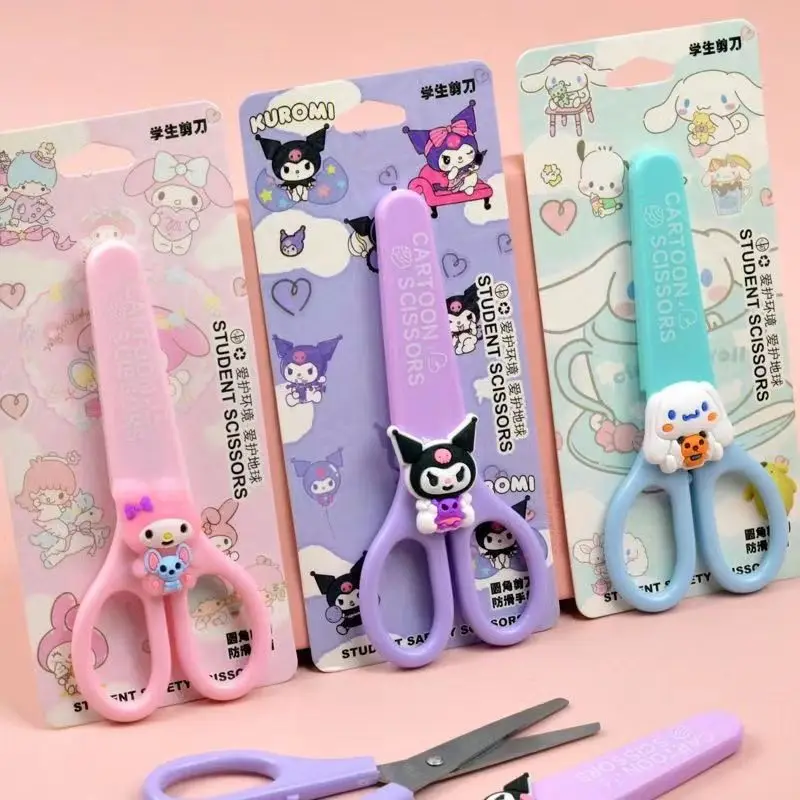 Sanrio Cartoon Cute Cinnamoroll Melody High-Looking Portable Handmade Scissors with Cover Student Account Cutting Utility Knife