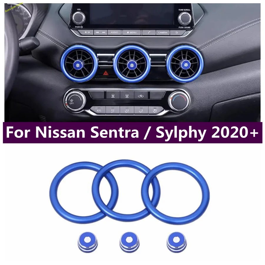 

Metal Blue Air Conditioning AC Vent Frame Cover Trim Dashboard Air Outlet Decoration Fit For Nissan Sentra / Sylphy 2020 - 2024