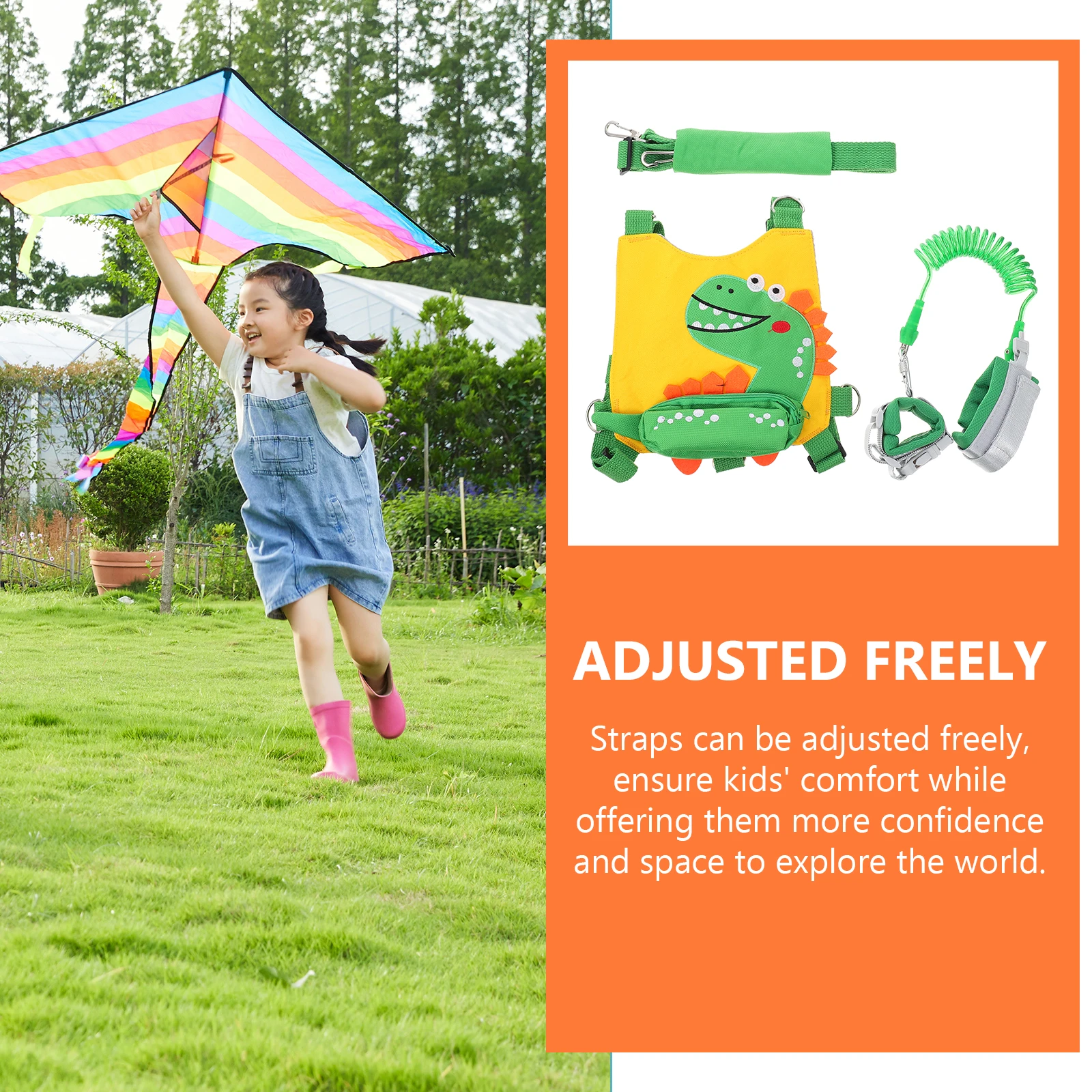 

Toddler Anti Lost Strap Kids Harness Belt 150cm Yellow Dinosaur Breathable Child Safety Leash Adjustable Baby Walking Strap
