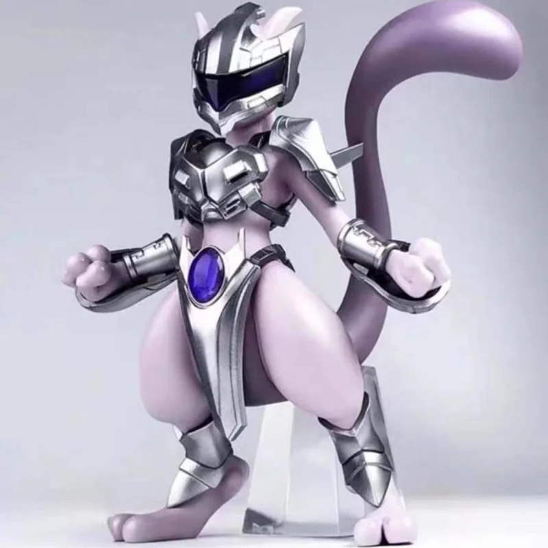 포켓몬 피규어 뮤투 애니메이션 피규어 스틸 뮤투 액션 피규어, 조각상 모델 장식품 컬렉션, 데스크탑 디스플레이 선물 장난감, 11cm