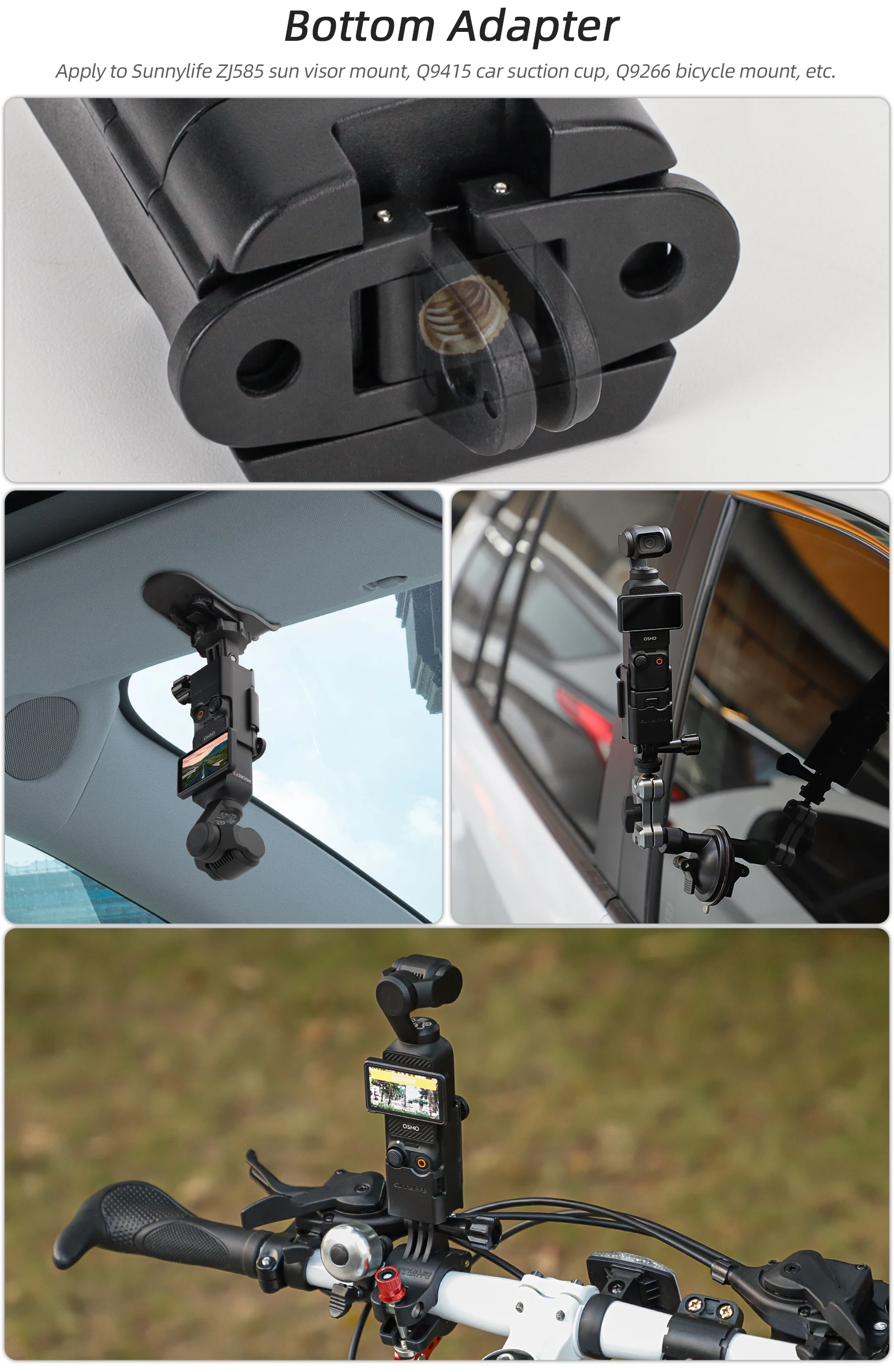 Sunnylife-Adaptador Dobrável Peças para DJI Osmo Pocket 3, Suporte de Expansão Dupla Orelha, Quadro de Expansão