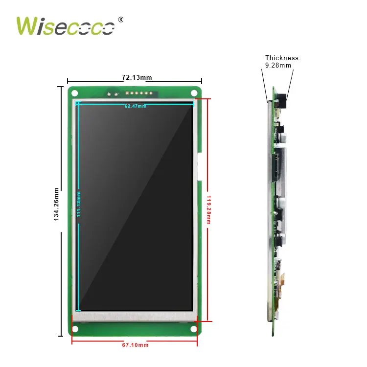 Wisecoco HMI Serial Solution 5 Inch 1280*720 Pixels Resolution 16.7M Colors Touch Screen Tft Landscape Lcd Module