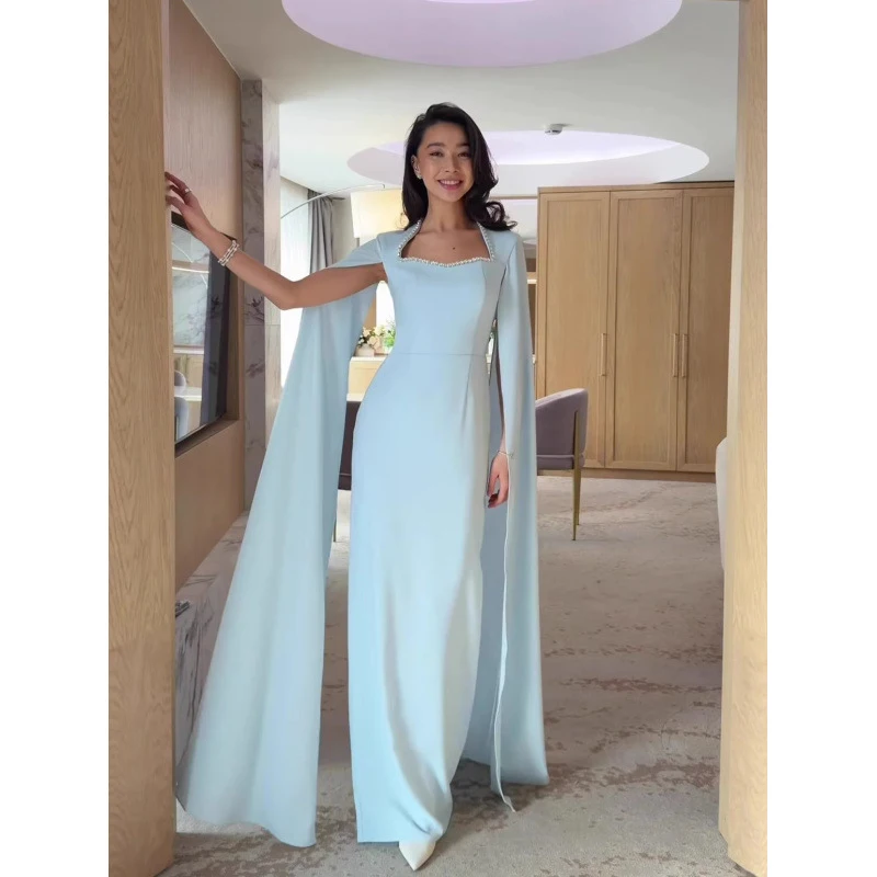 

2026 Spring New Women Elegant Minimalist Slim Fit Long Sleeve Maxi Dress Formal Evening Party Gown