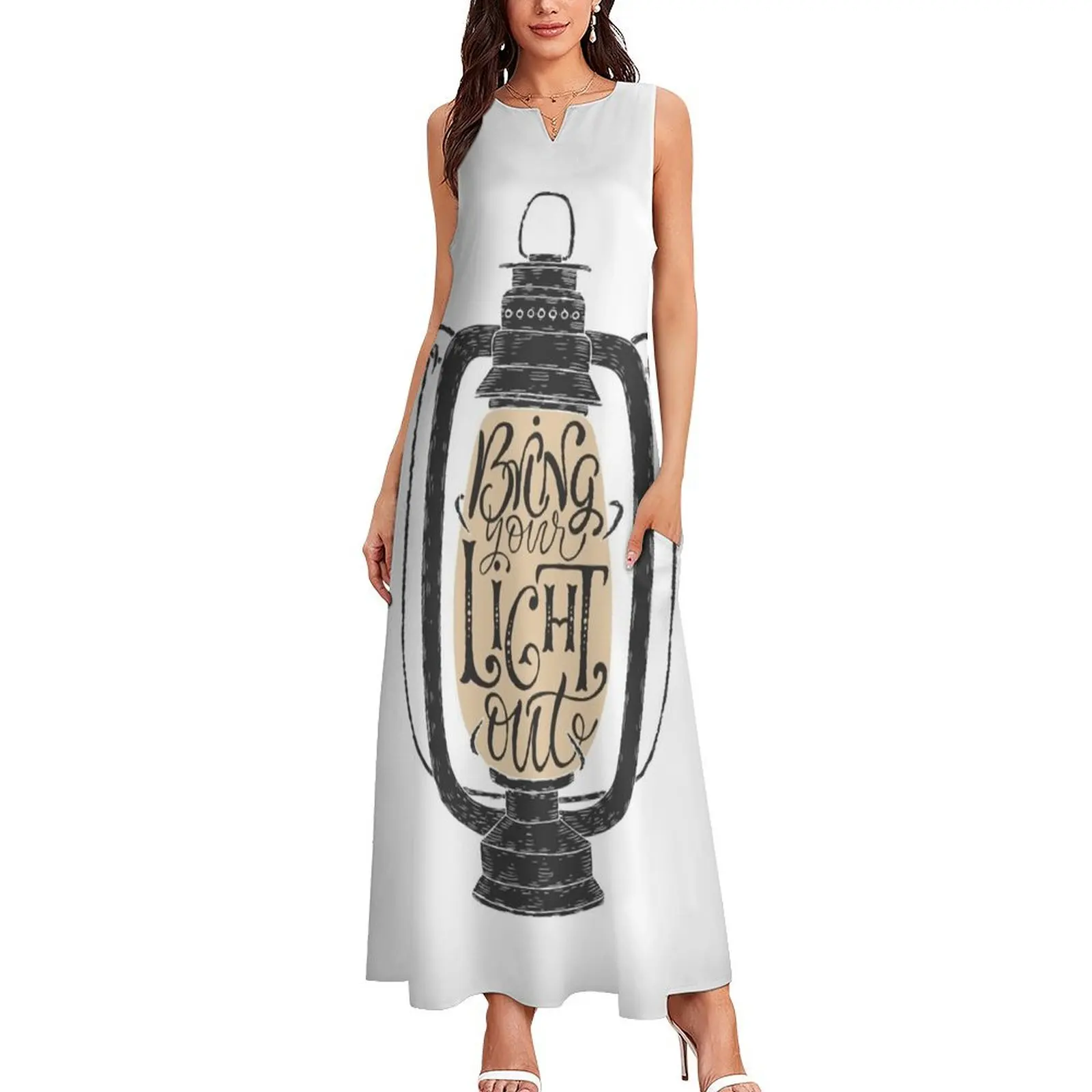 Bring your light out hand drawn typography poster Long Dress women