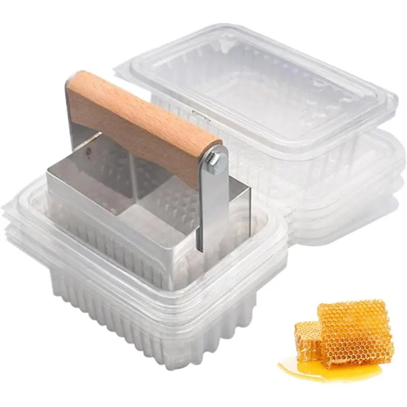 

ABUN-Wooden Handle Honey Cutting Machine Stainless Steel Honeycomb Tool And 10 Honeycomb Square Box