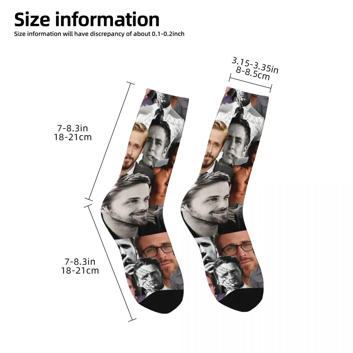 Chaussettes de collage pour hommes et femmes, bas absorbant la sueur, accessoires Harajuku, chaussettes longues toutes saisons, cadeau d'anniversaire, Ryan Gosling