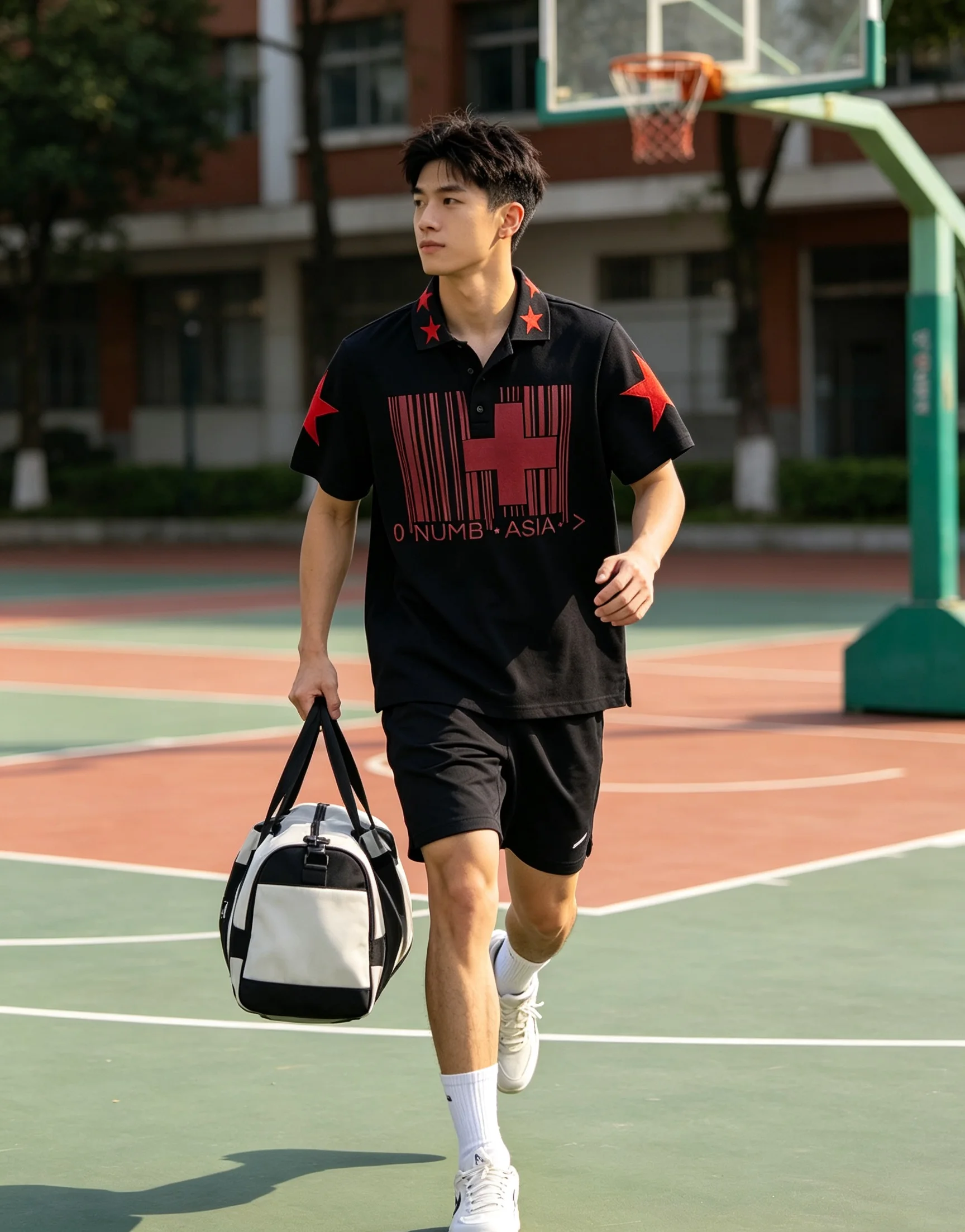 Y2K Streetwear Polo Shirt Red Star Graphic Print Short Sleeve Lapel T‑Shirt Gothic Punk Harajuku Aesthetic Loose Hip‑Hop Casual