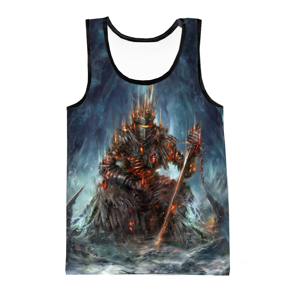 Summer Dark Souls Game 3D Print Tank Tops Men\'s Fashion Oversized Sleeveless Tank Top Bodybuilding Fitness Gym Vest Man Clothing