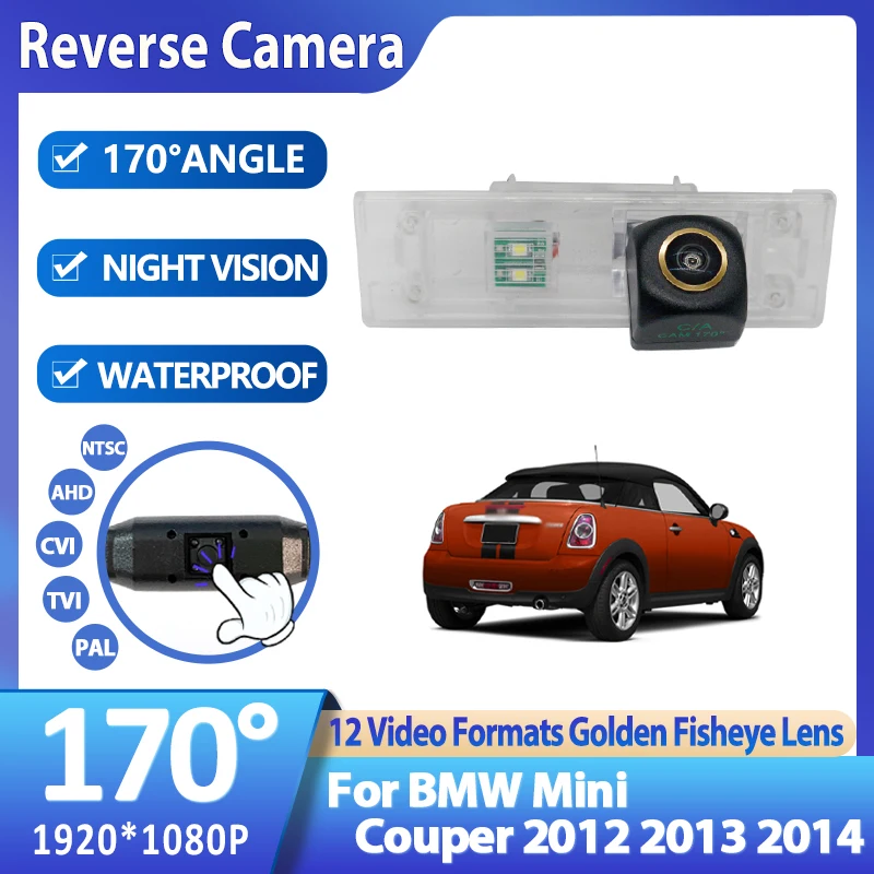 Камера заднего вида для BMW Mini Couper 2012 2013 2014, резервная камера заднего вида AHD 1080P с объективом «рыбий глаз», автомобильные аксессуары для ночного видения