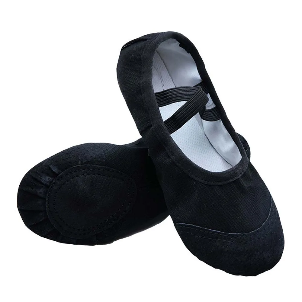 Cloth Ballet Shoes for Children Polyester Elastic Band Soft Pointe Shoes 24-30 Pleated Dance Slippers Gym Yoga