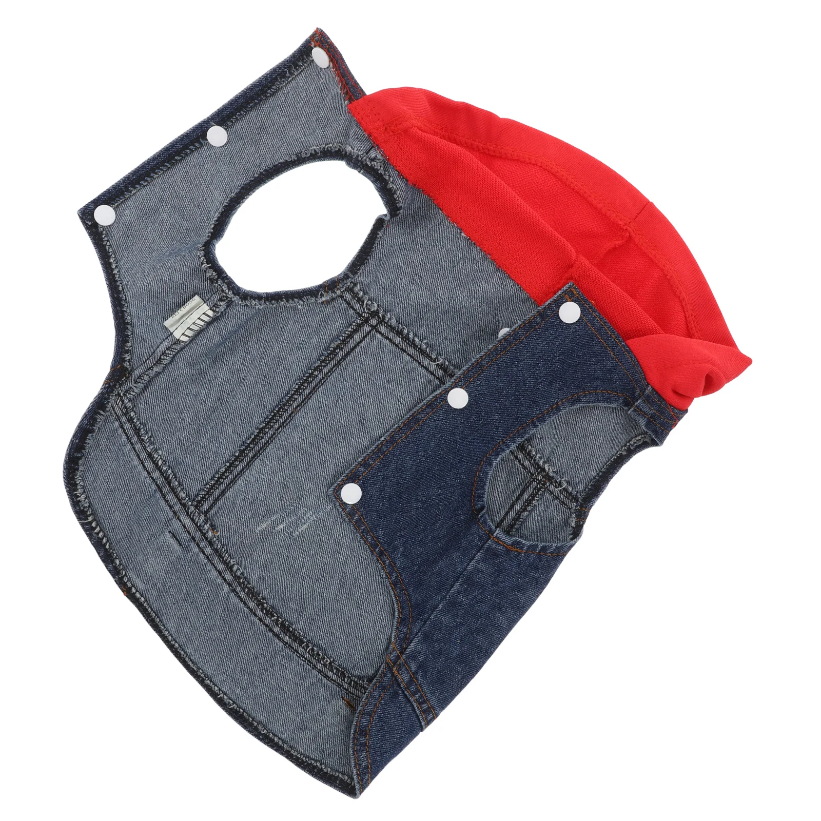 

Pet Cowboy Vest Xxl White Denim Jacket Dog Apparel Knitted Hat Spring Summer Autumn Fashionable Button Closure