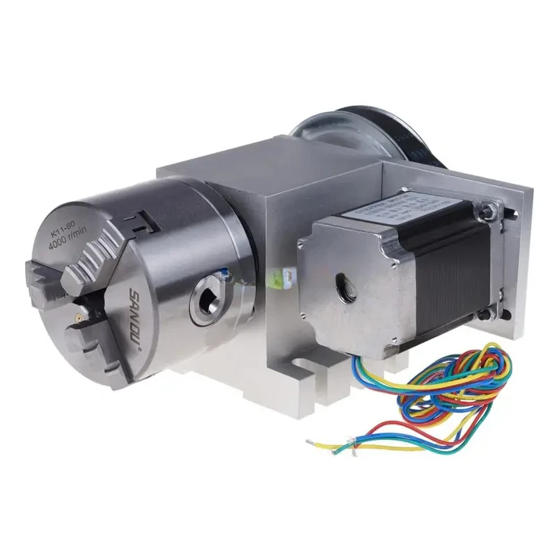 CRA066-A/B/C CNC Router Rotary Indexer 4th Axis 6:1 with 3-jaw/4-jaw Chuck and 57 Stepper Motor 250 Oz-in