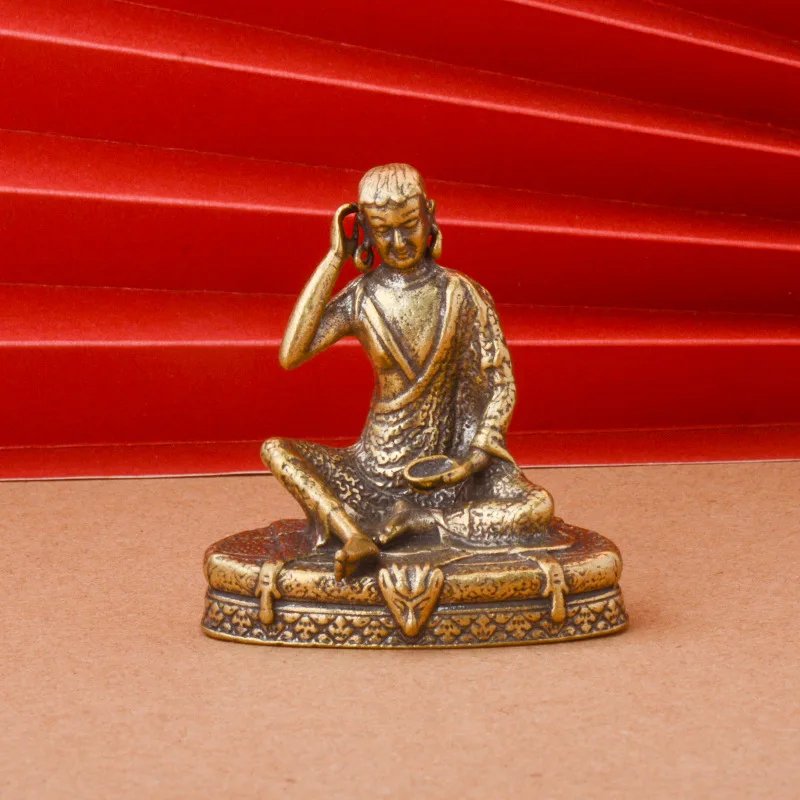Pure Brass Milarepa Buddha Statue Miniature Tea Table Office Desktop Home Living Room Creative Feng Shui Decoration Ornaments