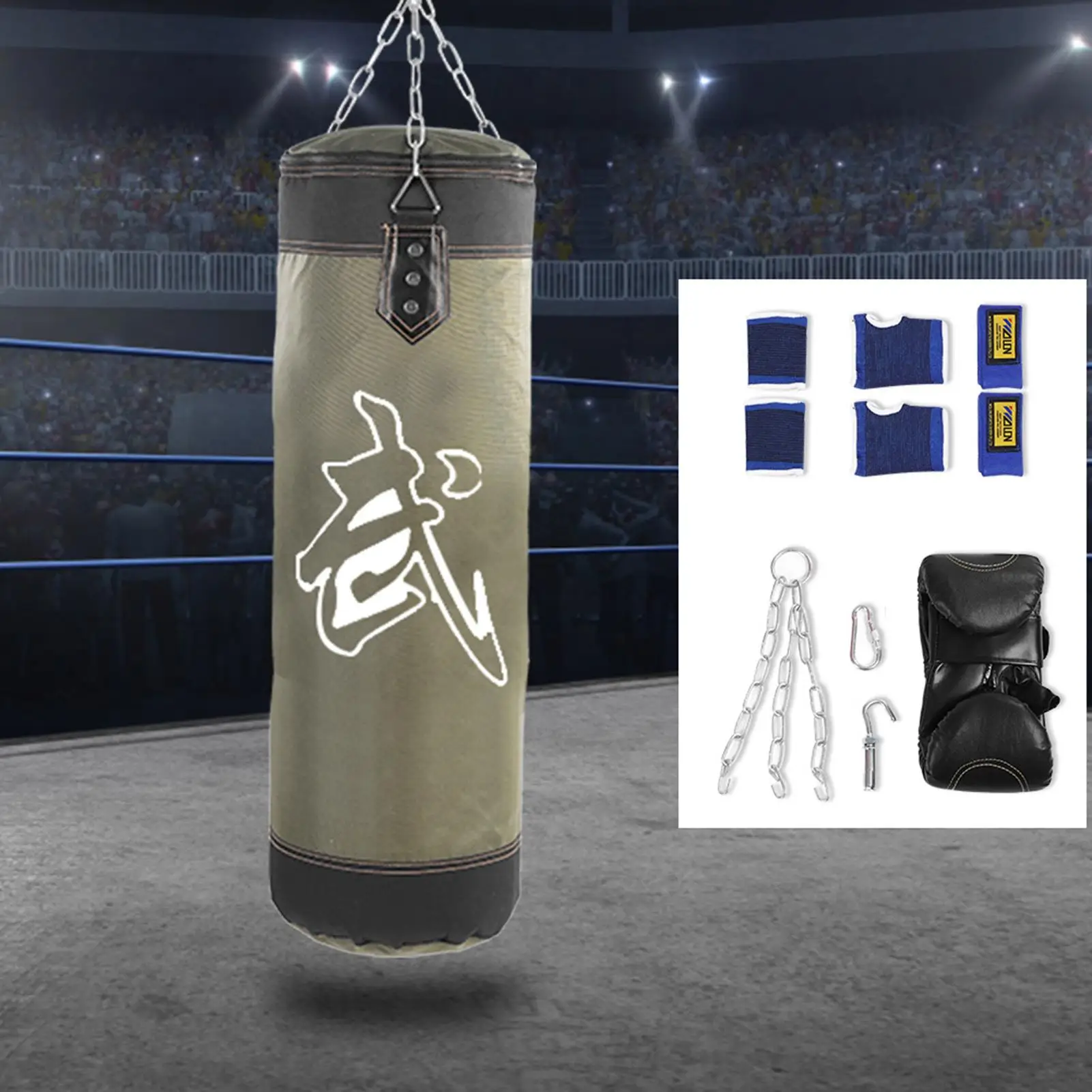 Empty Boxing Sand Bag 60-120cm Hanging Kick Training Sandbag with Gloves and Wrist Guard