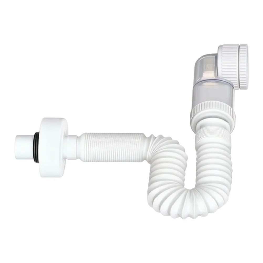 Transparent Flexible Sink Drain Pipe with Water Seal Trap and Stretchable Design for Wall or Floor Drain Installation