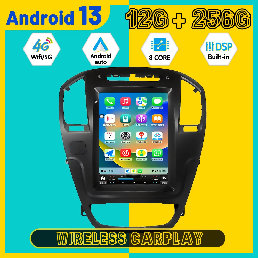 

9,7-дюймовый навигационный 8-ядерный для Buick Regal 2009-2013, автомобильный радиоприемник, мультимедийный плеер, Android 13, автоматический GPS, Navi, беспроводная головка Carplay