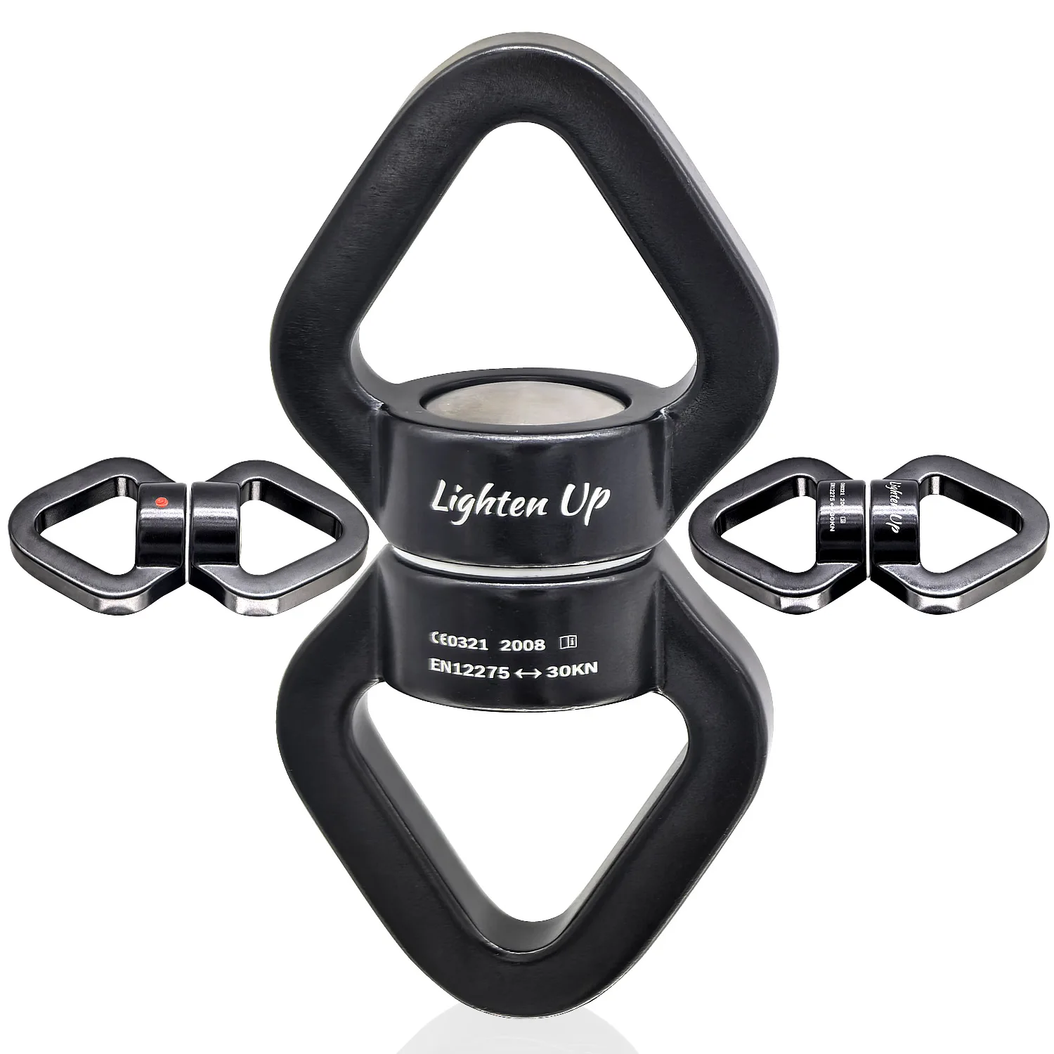 30KN Outdoor Rock Climb Carabiner Yoga Swivel Connector Universal Gimbal Ring Swing Hammock Rope Swivel Rotational Connector