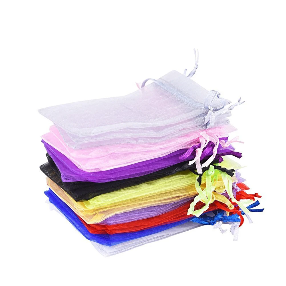 

100 Pcs Gift Bags Drawstring Candy Wedding Favor Pouches Jewelry Storage Beads Trinkets Party Supplies Sweet Color