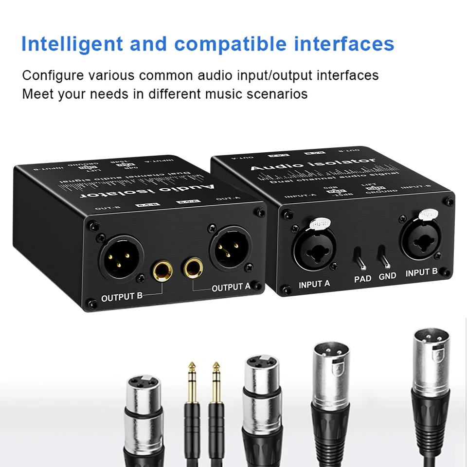 Multi-functional XLR Audio Isolator RCA Professional Audio Noise Filter 2 Way Passive Audio Isolator Accessories Live Broadcast