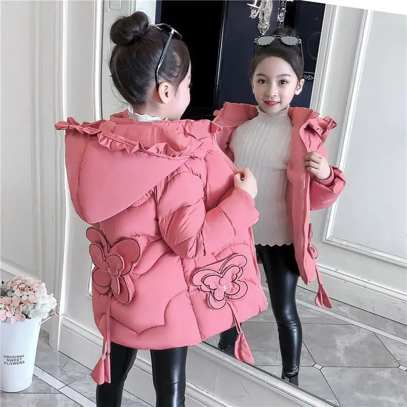 New Winter Girls Jackets Keep Warm Thicken Coat Fashion Zipper Waterproof Outerwear Kids Clothes for Girls 6 8 9 10 11 12 Years