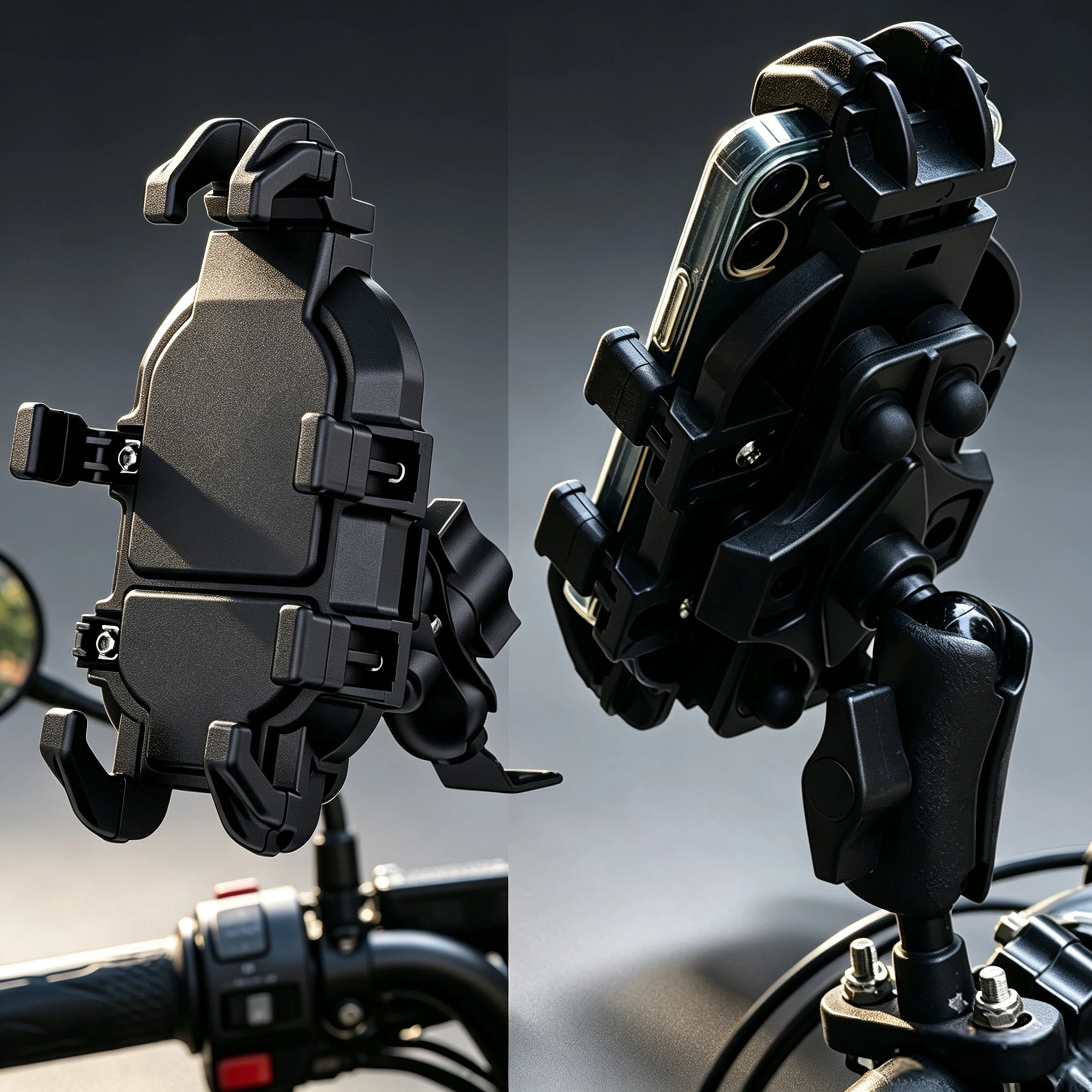 1pc Shock Absorption Motorcycle Electric Bike Mobile Phone Holder Navigation Riding Rearview Mirror GPS Navigation Seat Holder