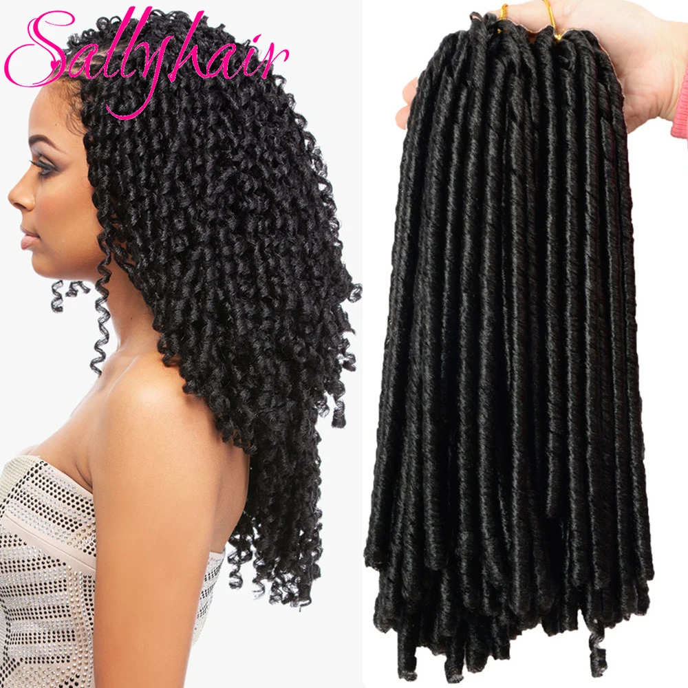 Sallyhair 14 cali 70 g/paczka Faux Locs włosy syntetyczne do warkoczy rozszerzenia Afro fryzury miękkie Dreadlock brązowe czarne szydełkowe warkocze