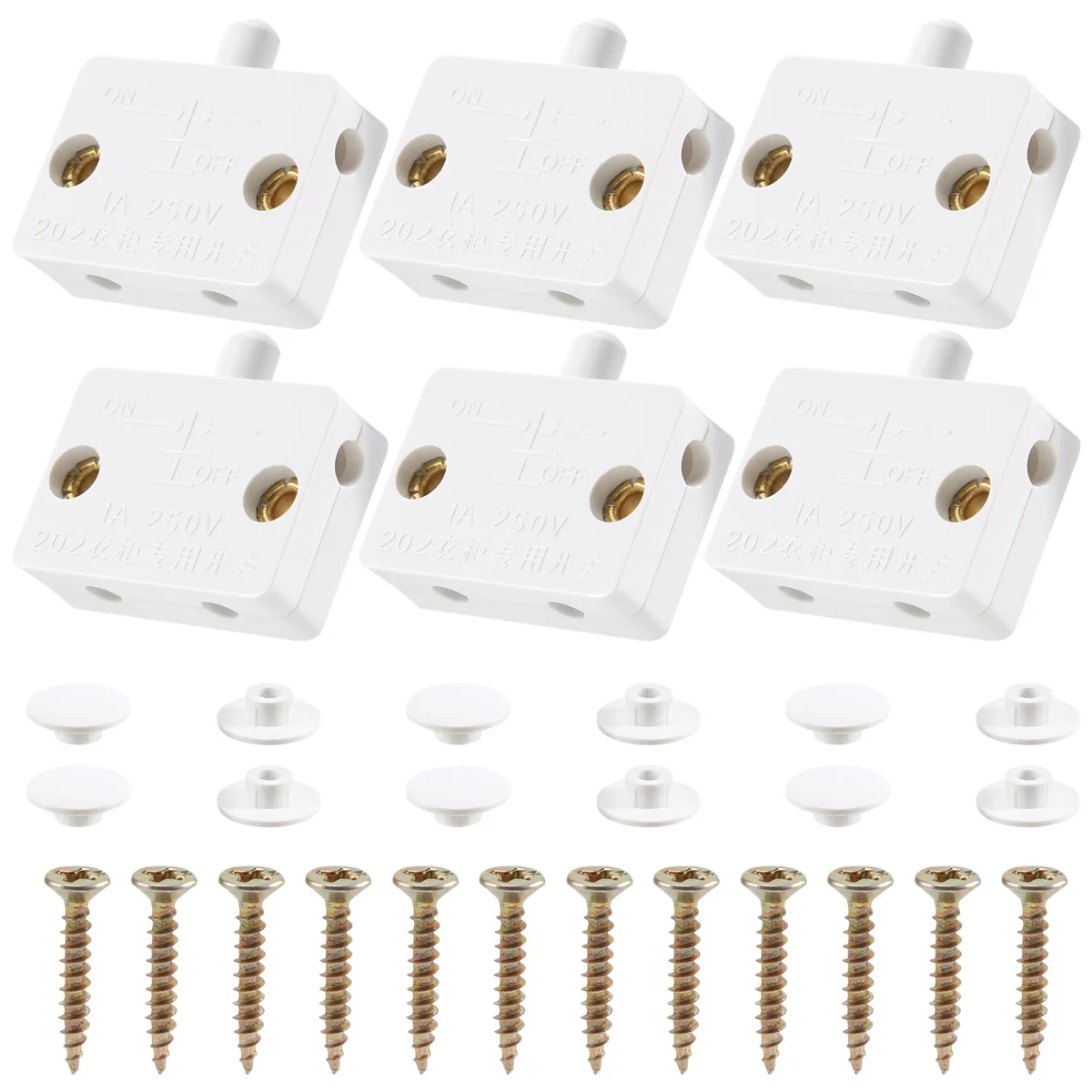 New 6Pcs Door Led Switch for Closet Light,Normally Closed Cabinet Electrical Lamp Switches,for Closet Pantry Cabinet White