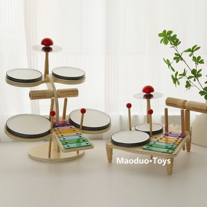 Houten drumset voor kinderen Multifunctioneel muzikaal percussie-instrument Eenvoudige montage Educatief cadeau voor kinderen