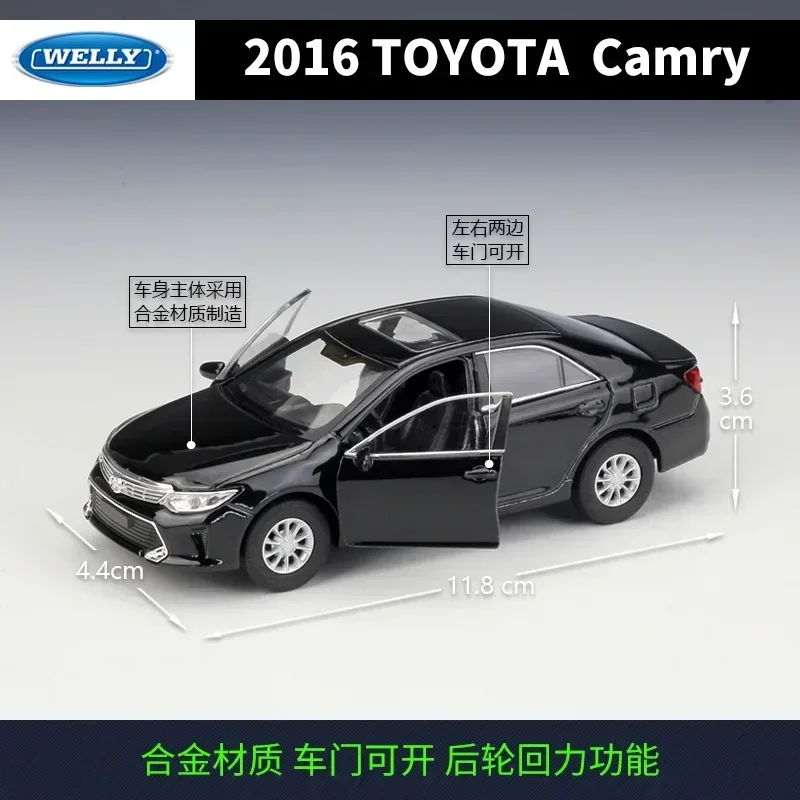 WELLY-Voiture l'inventaire Toyota Camry en métal moulé sous pression, modèle réduit en alliage avec nervures arrière, idéal pour un cadeau d'enfant, échelle 1:36, 2016