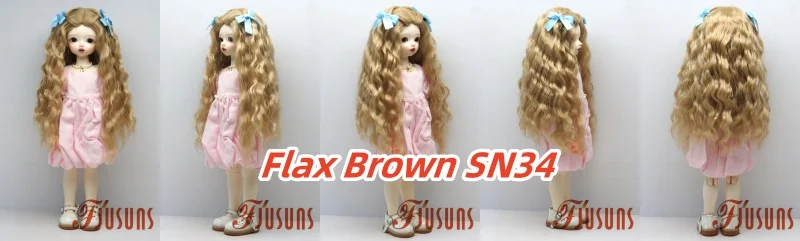 JD880 Lange Sauvage Welle Mittelscheitel Meerjungfrau Lockig mit Twin Bow Braids Puppe Perücken 1/8 1/6 1/4 1/3 Pullip Blythes BJD Haar – Detail 23