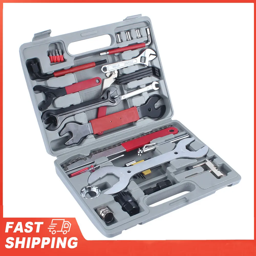 44pcs Bicycle Repair Multi Tools Kit Set Mountain Bike Cycle Puncture Tyre Pump