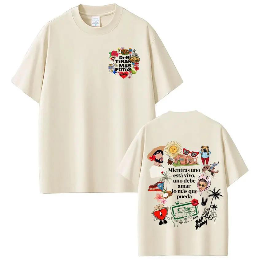 T-shirt Rapper Bad Bunny Debi Tirar Mas Fotos DTMF, vêtements pour hommes et femmes, mode Hip Hop, T