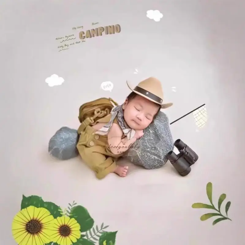 Neonati Outfit Fotography Abitaggio del pagliaccio in poliestere morbido per 0-1 mesi Photoshoot per neonati Custice bambino per