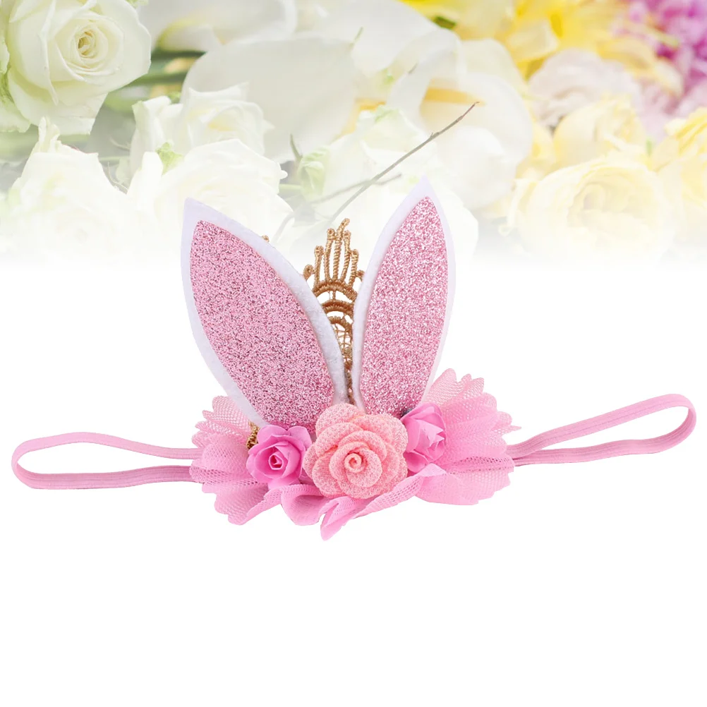 

Rabbit Ears Flower Headband Light Pink Girls Headwear Unique Design Comfortable Fit Christmas Easter Gift for Babies