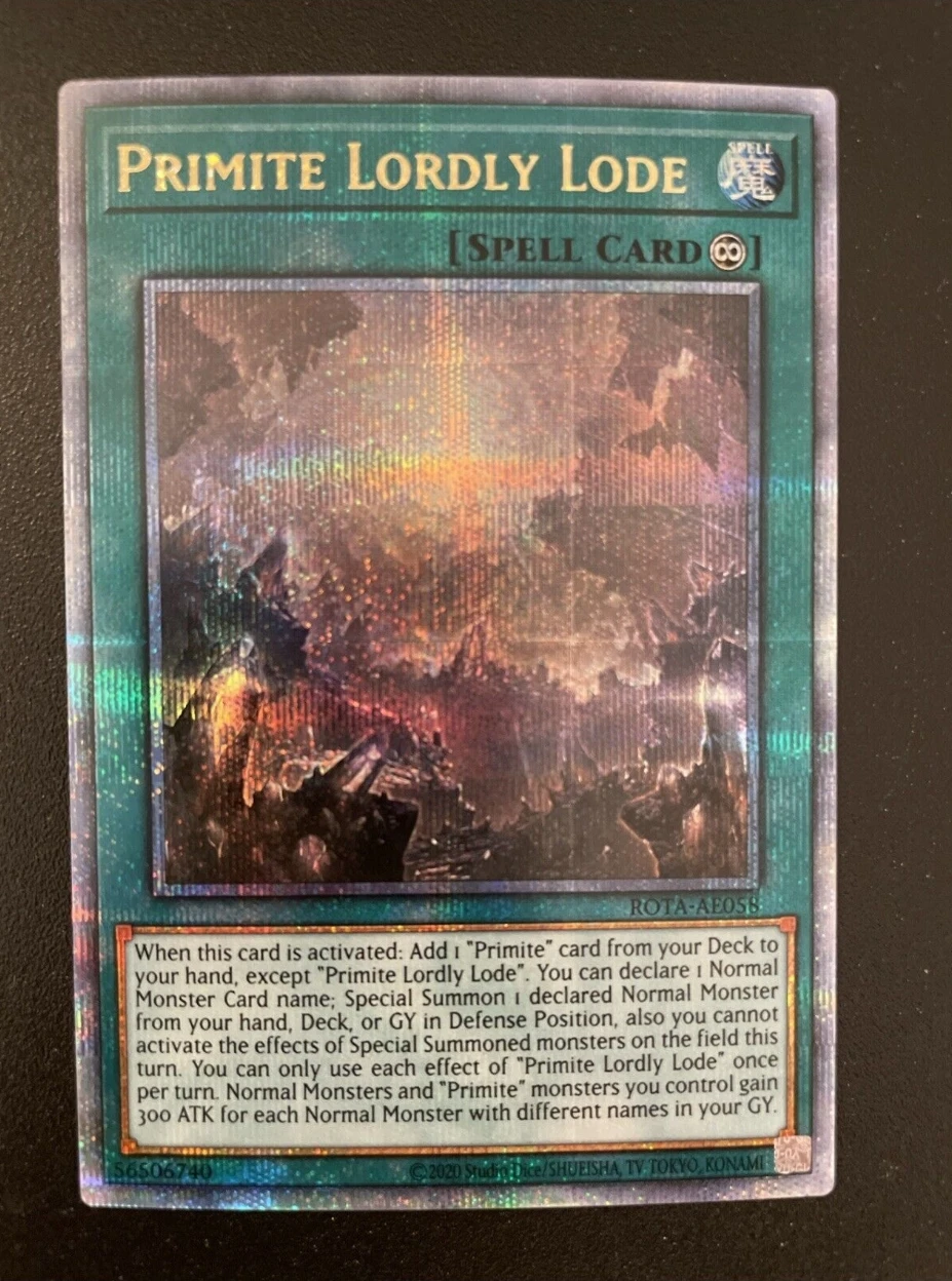 

Yugioh KONAMI Duel Monsters ROTA-AE058 Primitive Lordly Lode 25th Quarter Century Secret Rare Asian English Collection Mint Card