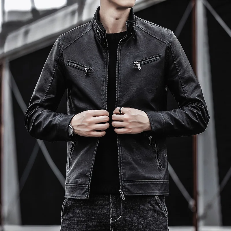 2026 Herren Lederjacke Slim Fit Kurzer Mantel Herren Mode Lederjacke Streetwear Casual Blazer Jacken Herren Oberbekleidung