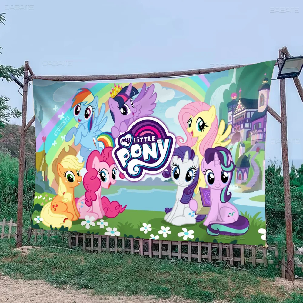 Animation M-My L-Little Pony Cartoon Flag Wall Hanging Banner Decoration Household Home Decor