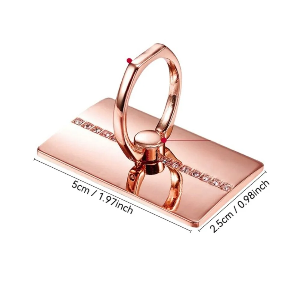 Penyangga Ponsel Bebas Genggam Ultra-tipis Perekat Cincin Jari Persegi Logam Dapat Diputar Stiker Belakang Braket Luar Ruangan