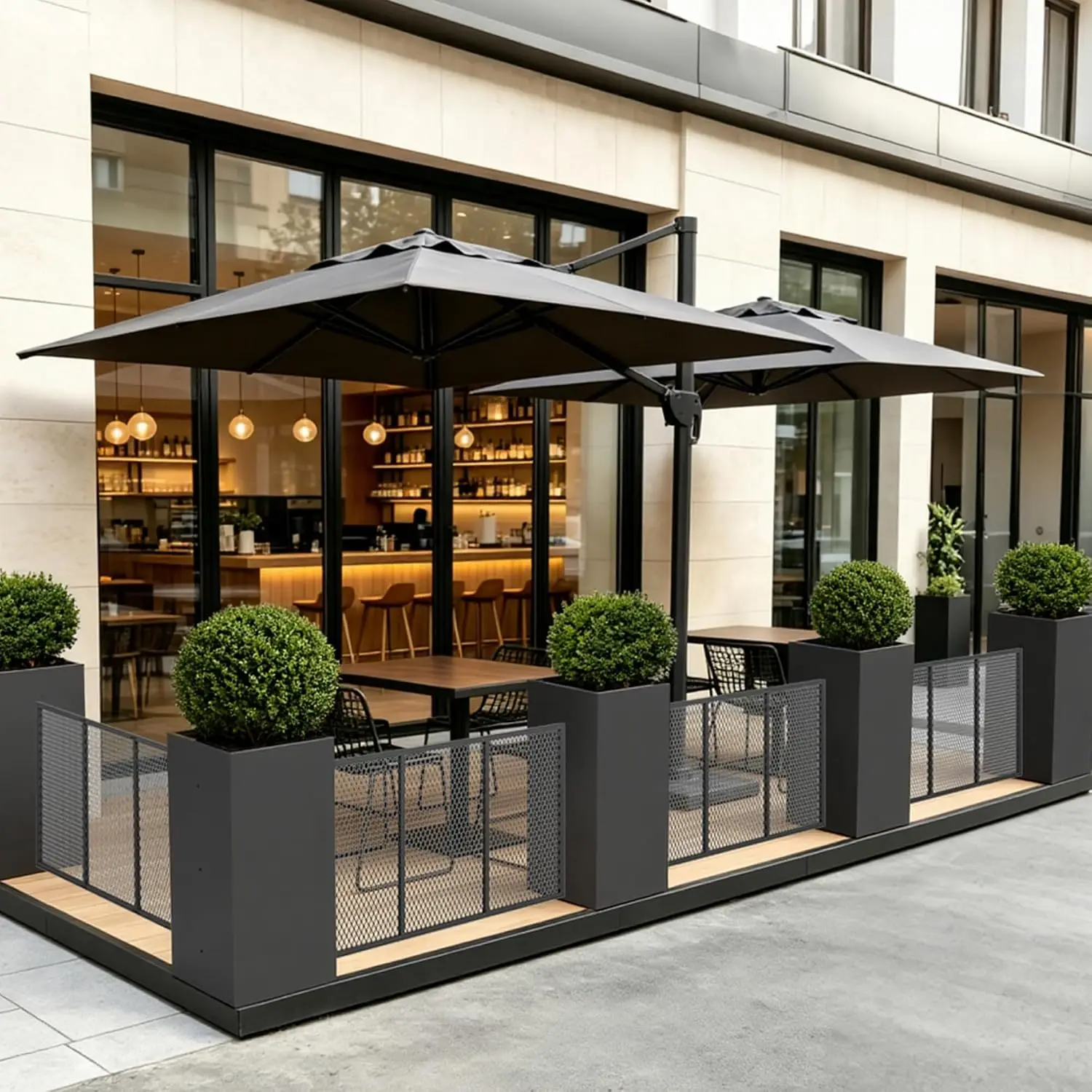 Tall Square Metal Planter Box with Privacy Fence Set of 2