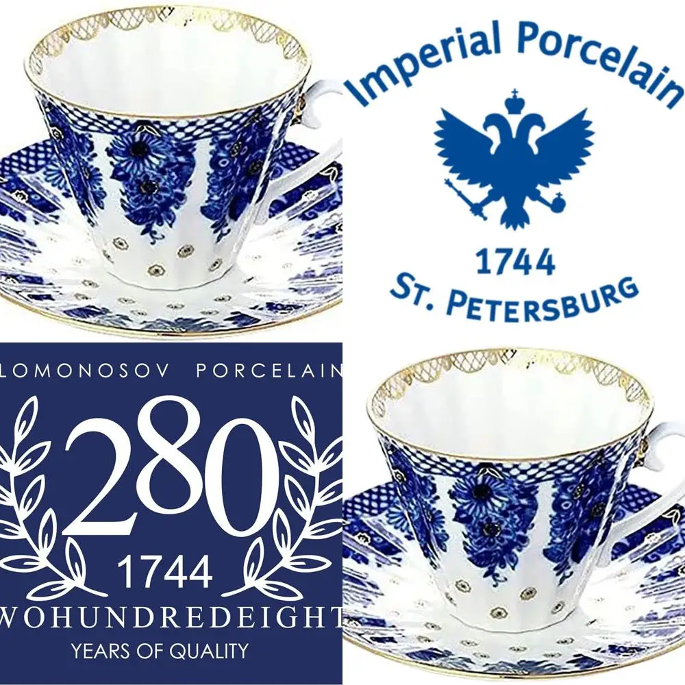 

Radiant Basket Lomonosov Porcelain 2-Piece Teacup & Saucer Set, 7.95 oz/235 ml